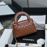 Chanel Women CC Mini Kelly Shopping Bag Shiny Aged Calfskin-Tan (1)