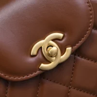 Chanel Women CC Mini Kelly Shopping Bag Shiny Aged Calfskin-Tan (1)