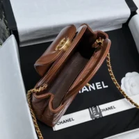 Chanel Women CC Mini Kelly Shopping Bag Shiny Aged Calfskin-Tan (1)