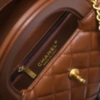 Chanel Women CC Mini Kelly Shopping Bag Shiny Aged Calfskin-Tan (1)