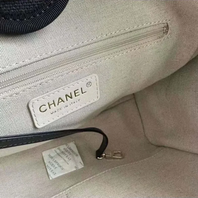 Chanel Women Deanville Shopping Bag Mummy Bag in Canvas and Leather-Black