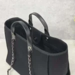 Chanel Women Deanville Shopping Bag Mummy Bag in Canvas and Leather-Black/White