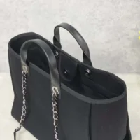Chanel Women Deanville Shopping Bag Mummy Bag in Canvas and Leather-BlackWhite (1)