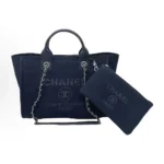 Chanel Damen Deanville Shopping Bag Mummy Bag aus Canvas und Leder-Navy