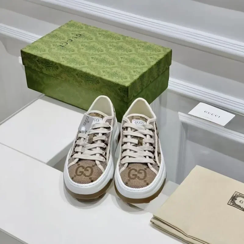 Gucci GG Unisex GG Sneaker Beige and Ebony Original GG Canvas