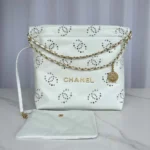 Chanel Women 22 Mini Handbag Shiny Calfskin Gold Tone Metal