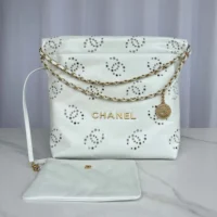 Chanel Women 22 Mini Handbag Shiny Calfskin Gold Tone Metal (1)