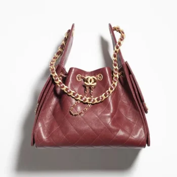 Chanel Women 25 Small Handbag Grained Calfskin Gold Tone Metal-Burgundy
