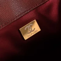 Chanel Women 25 Small Handbag Grained Calfskin Gold Tone Metal-Burgundy (1)
