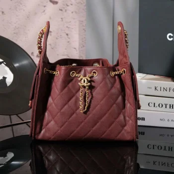 Chanel Women 25 Small Handbag Grained Calfskin Gold Tone Metal-Burgundy