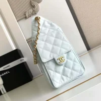 Chanel Women 25 Small Handbag Grained Calfskin Gold Tone Metal-Light Blue (1)