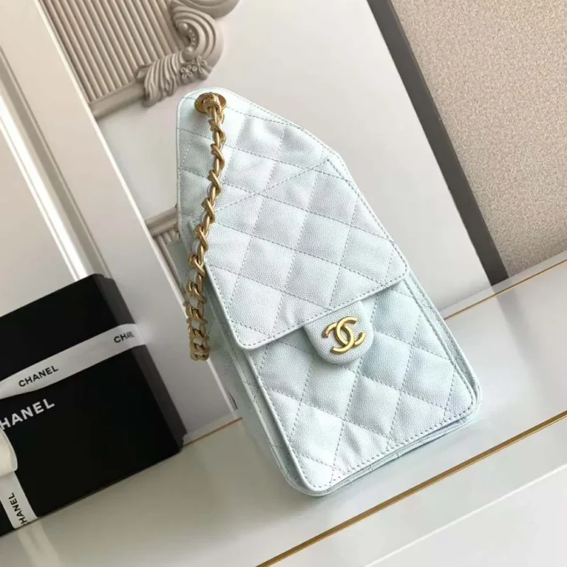 Chanel Women 25 Small Handbag Grained Calfskin Gold Tone Metal-Light Blue