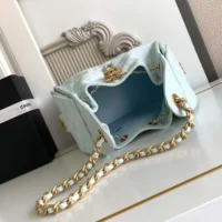 Chanel Women 25 Small Handbag Grained Calfskin Gold Tone Metal-Light Blue (1)