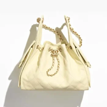 Chanel Women 25 Small Handbag Grained Calfskin Gold Tone Metal-Light Yellow