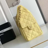 Chanel Women 25 Small Handbag Grained Calfskin Gold Tone Metal-Light Yellow (1)
