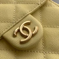 Chanel Women 25 Small Handbag Grained Calfskin Gold Tone Metal-Light Yellow (1)