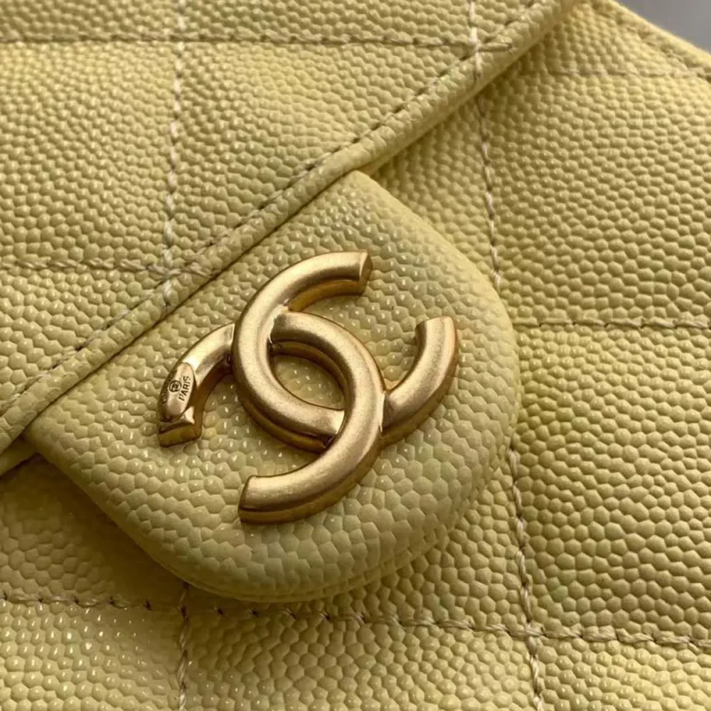 Chanel Women 25 Small Handbag Grained Calfskin Gold Tone Metal-Light Yellow