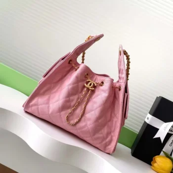 Chanel Women 25 Small Handbag Grained Calfskin Gold Tone Metal-Pink