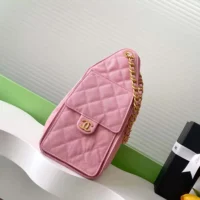 Chanel Women 25 Small Handbag Grained Calfskin Gold Tone Metal-Pink (1)