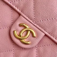 Chanel Women 25 Small Handbag Grained Calfskin Gold Tone Metal-Pink (1)