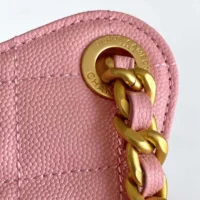 Chanel Women 25 Small Handbag Grained Calfskin Gold Tone Metal-Pink (1)