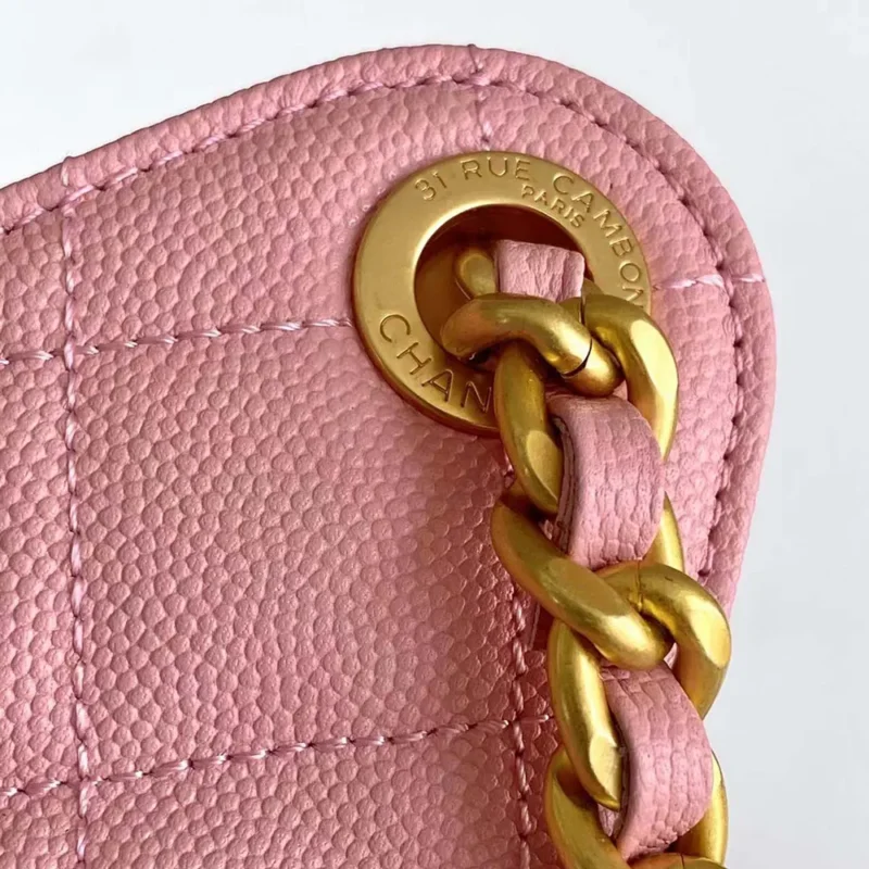 Chanel Women 25 Small Handbag Grained Calfskin Gold Tone Metal-Pink