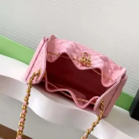 Chanel Women 25 Small Handbag Grained Calfskin Gold Tone Metal-Pink (1)