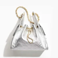 Chanel Women 25 Small Handbag Grained Calfskin Gold Tone Metal-Silver (1)