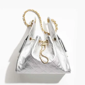 Chanel Women 25 Small Handbag Grained Calfskin Gold Tone Metal-Silver