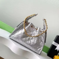 Chanel Women 25 Small Handbag Grained Calfskin Gold Tone Metal-Silver (1)