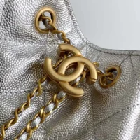 Chanel Women 25 Small Handbag Grained Calfskin Gold Tone Metal-Silver (1)