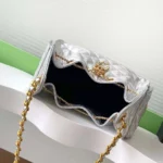 Chanel Women 25 Small Handbag Grained Calfskin Gold Tone Metal-Silver