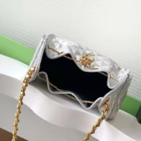 Chanel Women 25 Small Handbag Grained Calfskin Gold Tone Metal-Silver (1)