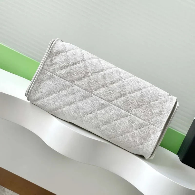 Chanel Women 25 Small Handbag Grained Calfskin Gold Tone Metal-White