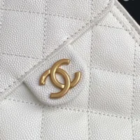 Chanel Women 25 Small Handbag Grained Calfskin Gold Tone Metal-White (1)