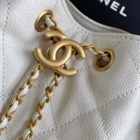 Chanel Women 25 Small Handbag Grained Calfskin Gold Tone Metal-White (1)