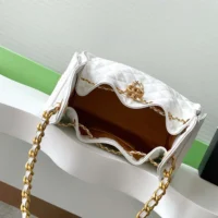 Chanel Women 25 Small Handbag Grained Calfskin Gold Tone Metal-White (1)