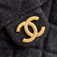 Chanel Women 25 Small Handbag Washed Denim Gold Tone Metal (1)