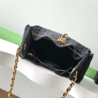 Chanel Women 25 Small Handbag Washed Denim Gold Tone Metal (1)