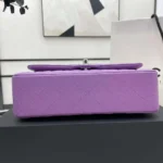 Chanel Dam Classic 11.12 Handväska Kornad Glänsande Kalvskinn Silvertonad Metall-Lila