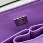 Chanel Dam Classic 11.12 Handväska Kornad Glänsande Kalvskinn Silvertonad Metall-Lila