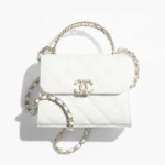 Chanel Women Clutch with Chain Grained Shiny Calfskin Gold Tone Metal