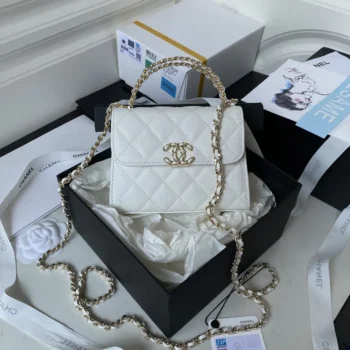 Chanel Women Clutch with Chain Grained Shiny Calfskin Gold Tone Metal