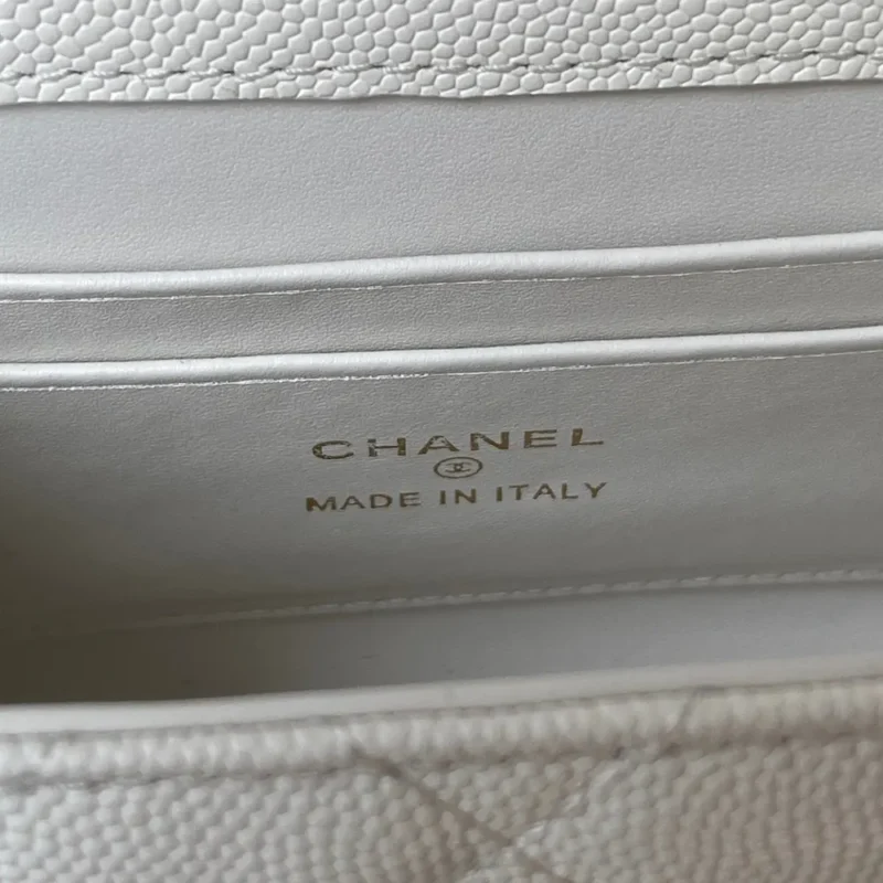Chanel Women Clutch with Chain Grained Shiny Calfskin Gold Tone Metal
