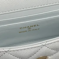 Chanel Women Flap Phone Holder with Chain Grained Shiny Calfskin Gold Tone Metal (1)