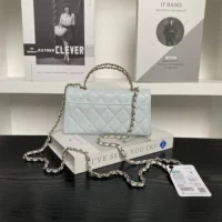 Chanel Women Flap Phone Holder with Chain Grained Shiny Calfskin Gold Tone Metal (1)