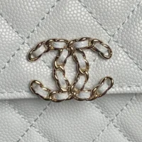 Chanel Women Flap Phone Holder with Chain Grained Shiny Calfskin Gold Tone Metal (1)