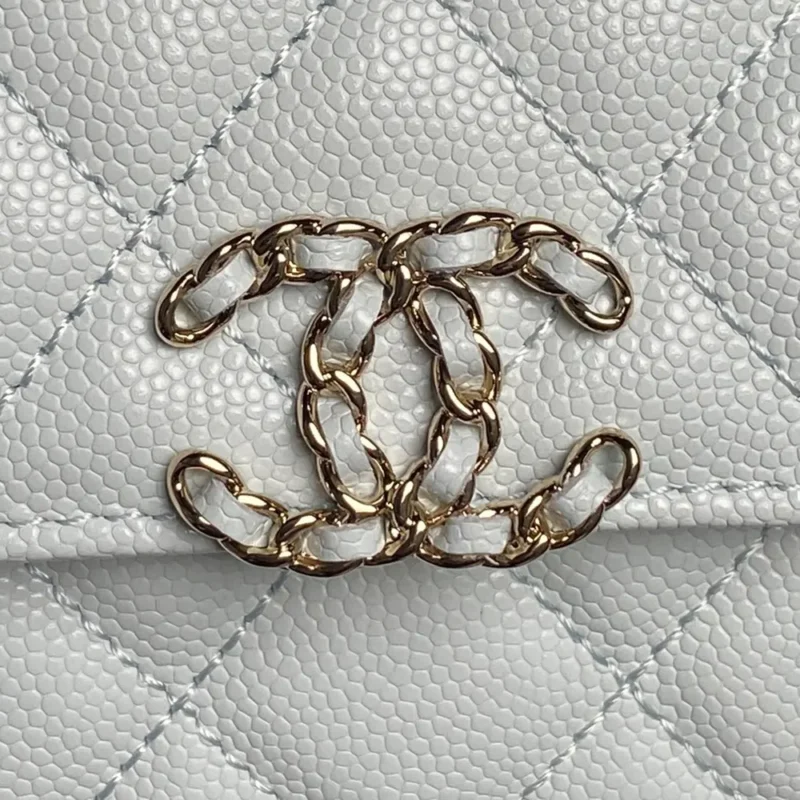 Chanel Women Flap Phone Holder with Chain Grained Shiny Calfskin Gold Tone Metal