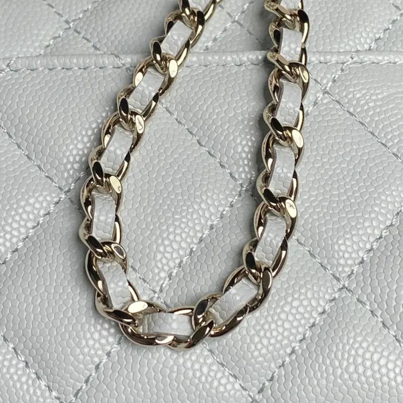 Chanel Women Flap Phone Holder with Chain Grained Shiny Calfskin Gold Tone Metal