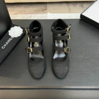 Chanel Women Mary Janes Fabric Grosgrain-Black G46477 (1)